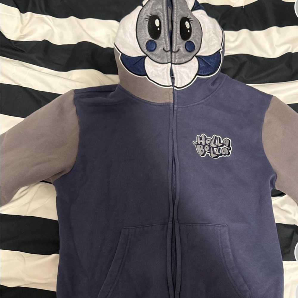 Women's Cartoon Hoodie - Blue and Gray